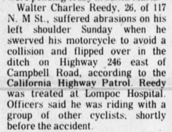 Motorcycle Accident, 28Sep1970